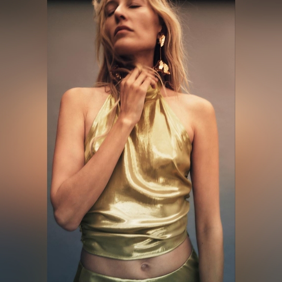 Zara gold halter top - Picture 1 of 3